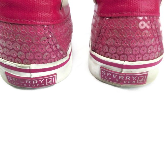 Sperry Boat Shoes Hot Pink Clear Sequin Biscayne Top Sider Flats 7.5 - Picture 6 of 8